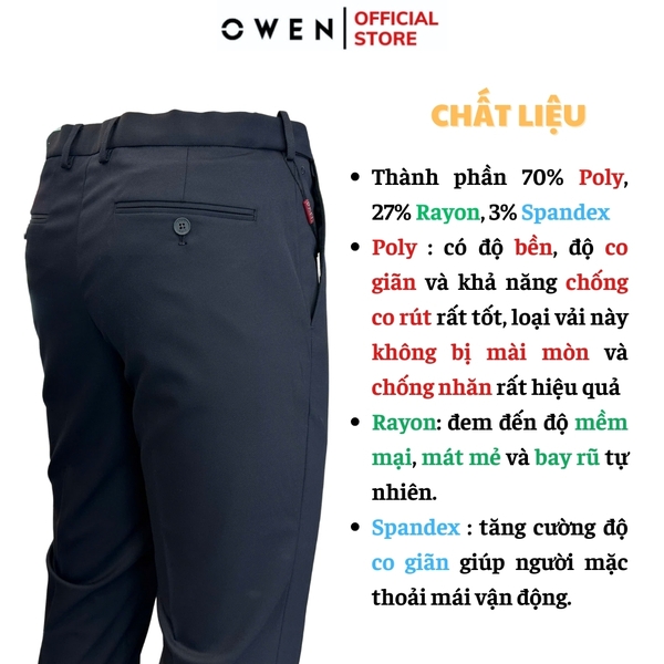 Quần Tây Nam Owen QV231841 quần vest màu navy trơn dáng suông regular fit chất liệu Knit