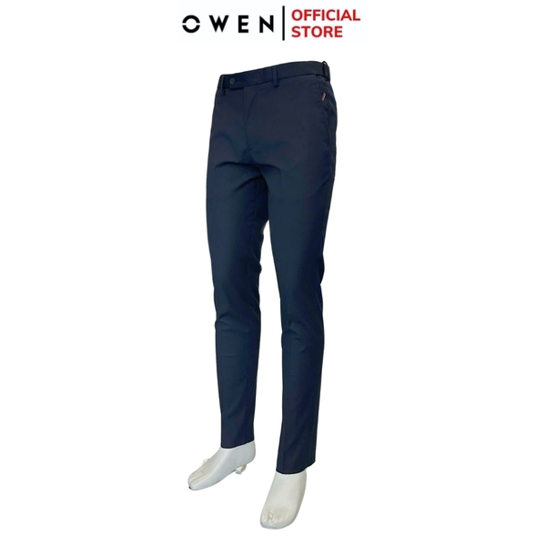 Quần Tây Nam Owen QV231841 quần vest màu navy trơn dáng suông regular fit chất liệu Knit
