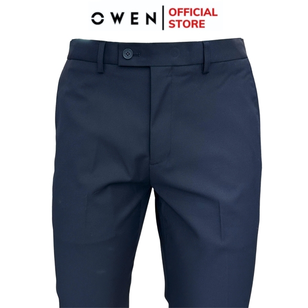 Quần Tây Nam Owen QV231841 quần vest màu navy trơn dáng suông regular fit chất liệu Knit
