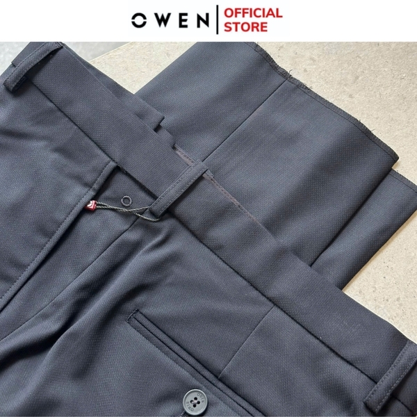 Quần Tây Nam Owen QV231841 quần vest màu navy trơn dáng suông regular fit chất liệu Knit