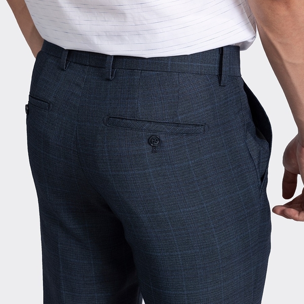 Quần Âu Nam Aristino Quần Tây ATR01202 Dáng Regular Fit Kẻ Caro 2 màu Xanh Biển và Xanh Tím Than Vải Polyester