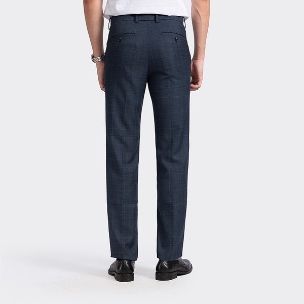 Quần Âu Nam Aristino Quần Tây ATR01202 Dáng Regular Fit Kẻ Caro 2 màu Xanh Biển và Xanh Tím Than Vải Polyester
