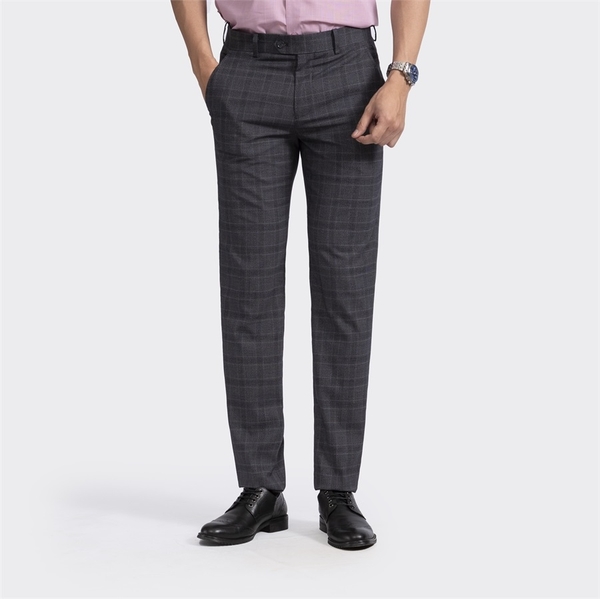 Quần Âu Nam Aristino Quần Tây ATR01502 Dáng Slim Fit Vải Polyester Màu Xám và Xanh Tím Than