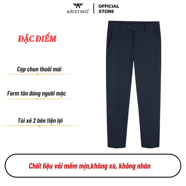 Quần Âu Nam Aristino Quần Tây ATR0150S1 Màu Xanh tím than 45 kẻ