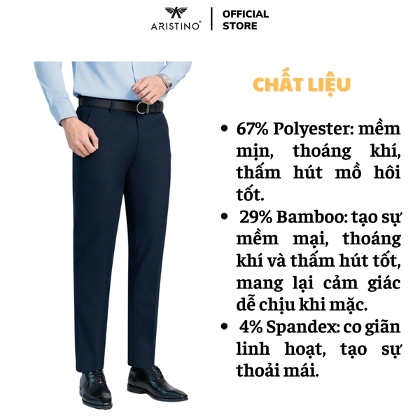Quần Âu Nam Aristino Quần Tây ATR0150S1 Màu Xanh tím than 45 kẻ