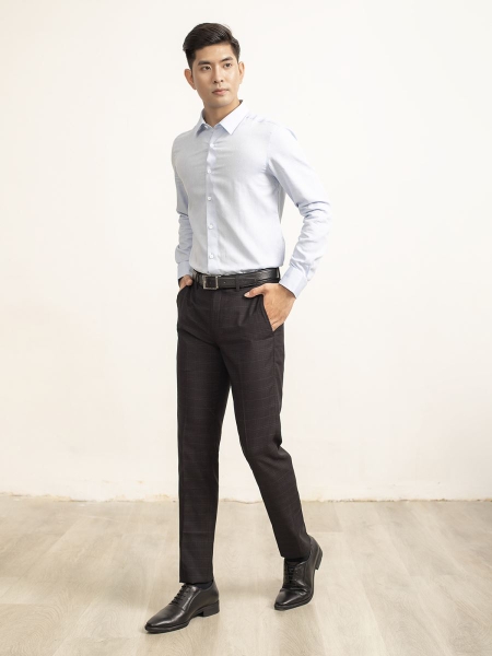 Quần Tây Nam Aristino ATR04109 Quần Âu Nam Màu Đen 01 Kẻ Dáng Regular Fit  Vải Polyester