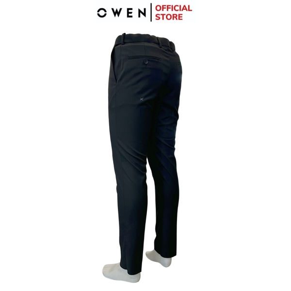 Quần Tây Nam Owen QST232451T màu đen trơn dáng ôm Slim fit cạp tăng đơ chất liệu TR spandex