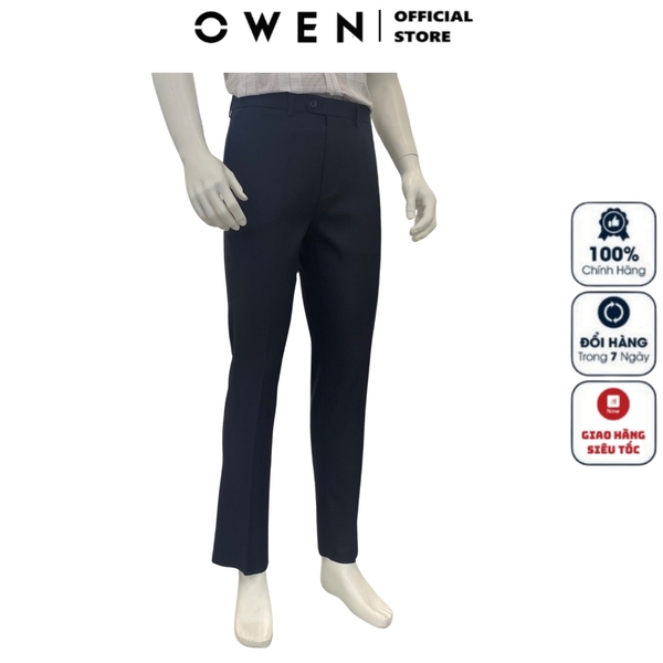 Quần Tây Nam Owen QR242843R màu xanh tím than dáng suông regular fit chất liệu nano