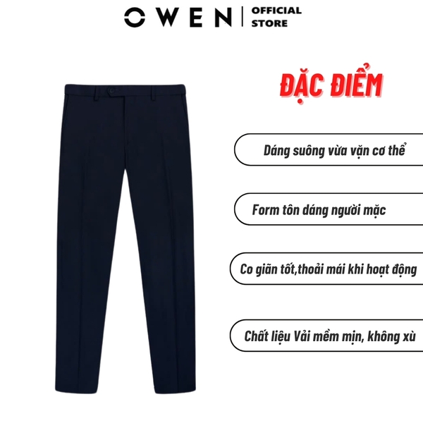 Quần Tây Nam Owen QR242843R màu xanh tím than dáng suông regular fit chất liệu nano