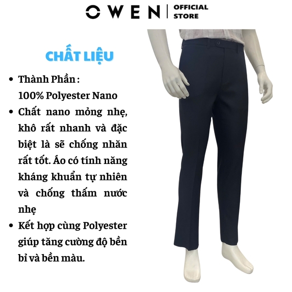 Quần Tây Nam Owen QR242843R màu xanh tím than dáng suông regular fit chất liệu nano