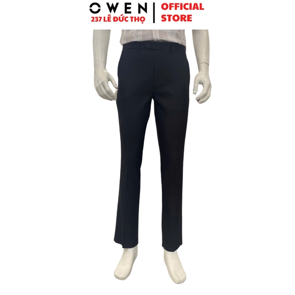 Quần Tây Nam Owen QR263067 màu đen dáng suông regular fit chất liệu polyester