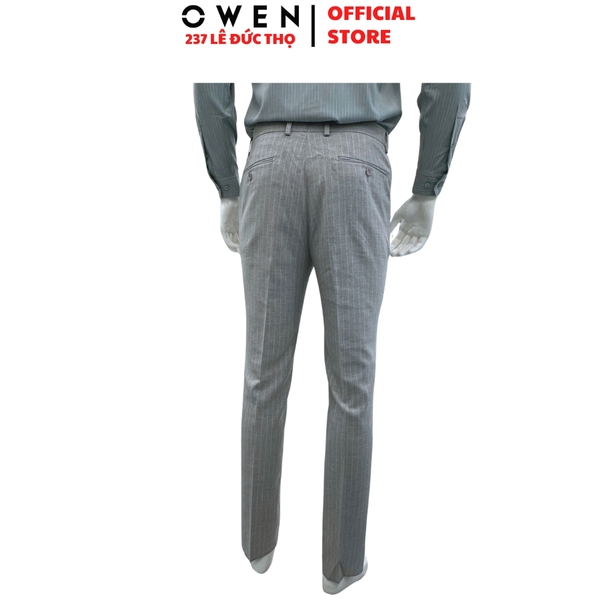 Quần tây Nam Owen QCR257094 màu xám nhạt dáng suông carot fit Chất liệu Polyester Rayon