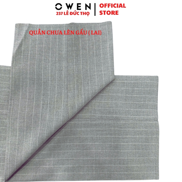 Quần tây Nam Owen QCR257094 màu xám nhạt dáng suông carot fit Chất liệu Polyester Rayon