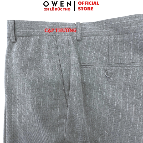 Quần tây Nam Owen QCR257094 màu xám nhạt dáng suông carot fit Chất liệu Polyester Rayon
