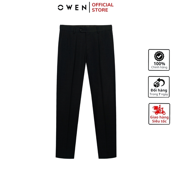 Quần tây Nam Owen QG252409 màu đen dáng suông thể thao S-form chất liệu TR spandex