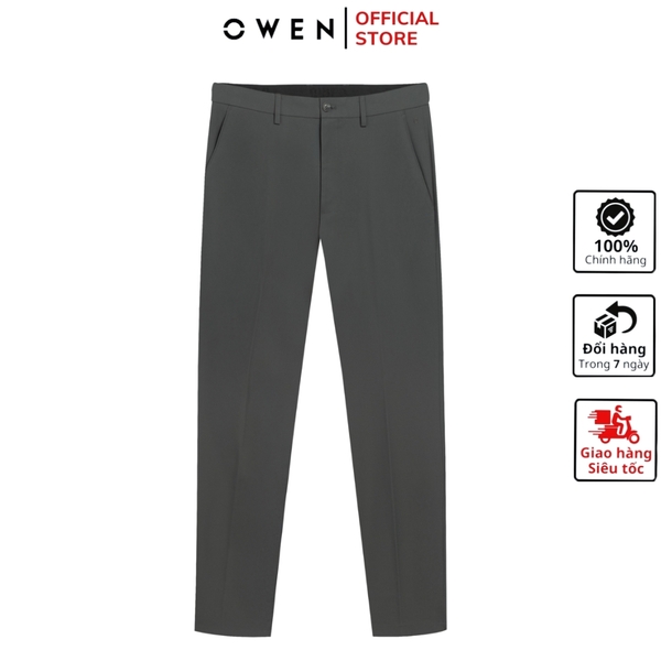 Quần tây Nam Owen QG252414 màu xám dáng suông thể thao S-form chất liệu Conjugated polyester