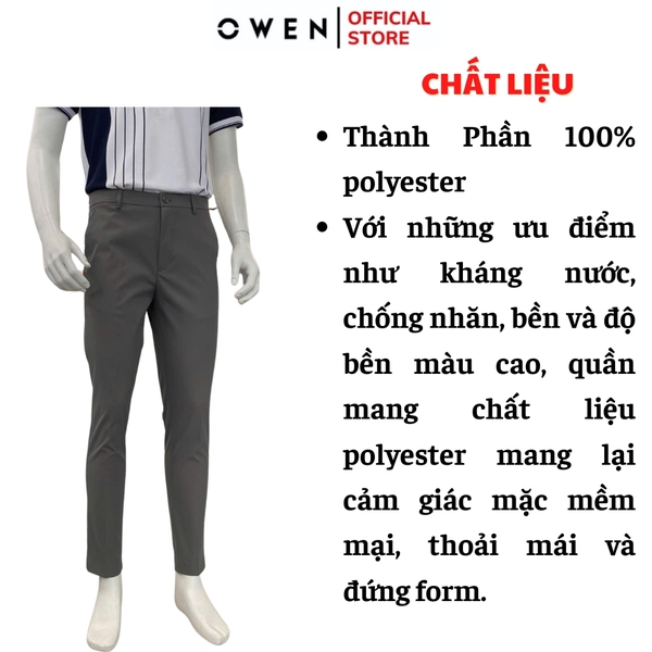 Quần tây Nam Owen QG252414 màu xám dáng suông thể thao S-form chất liệu Conjugated polyester