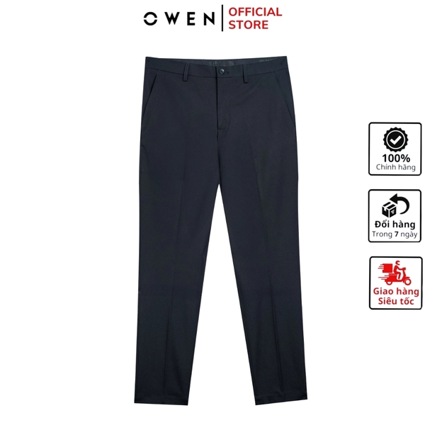 Quần tây Nam Owen QG252460 màu xanh tím than dáng suông thể thao S-form chất liệu polyester