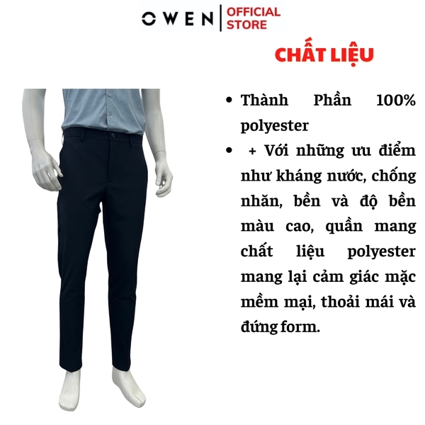 Quần tây Nam Owen QG252460 màu xanh tím than dáng suông thể thao S-form chất liệu polyester