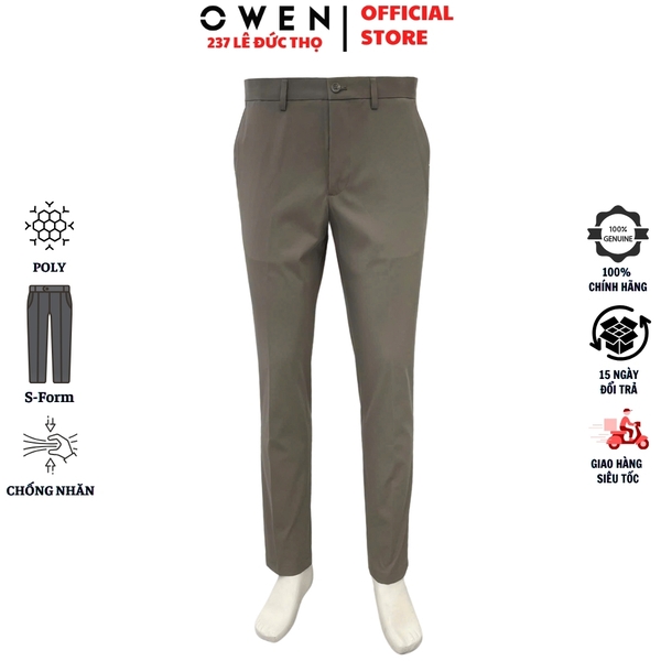 Quần tây Nam Owen QG252538 màu xám dáng suông S - fom chất liệu polyester