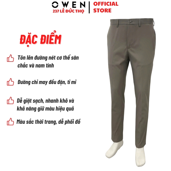 Quần tây Nam Owen QG252538 màu xám dáng suông S - fom chất liệu polyester