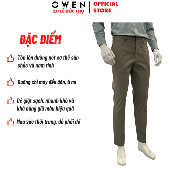 Quần tây Nam Owen QG257110 màu xám dáng S-Form thể thao chất liệu polyester