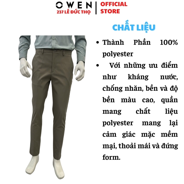 Quần tây Nam Owen QG257110 màu xám dáng S-Form thể thao chất liệu polyester