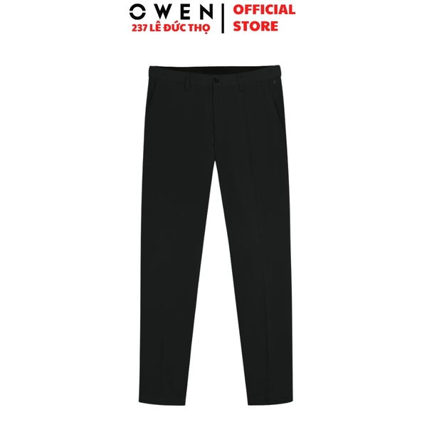 Quần tây Nam Owen QG257114 màu đen dáng suông thể thao S-Form chất liệu polyester