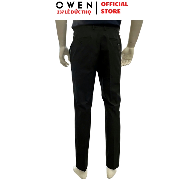 Quần tây Nam Owen QG257114 màu đen dáng suông thể thao S-Form chất liệu polyester
