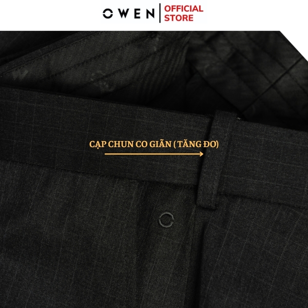 Quần tây Nam Owen QGT252410 màu đen dáng suông thể thao S-form cạp tăng đơ chất liệu TR spandex