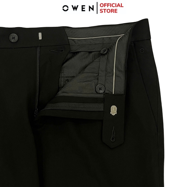 Quần Tây Nam Owen QR242847R màu đen trơn dáng suông regular fit chất liệu Knit