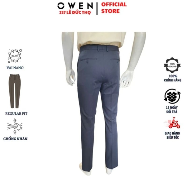 Quần Tây Nam Owen QR263057 Xanh Đậm Regular Fit Polyester Nano