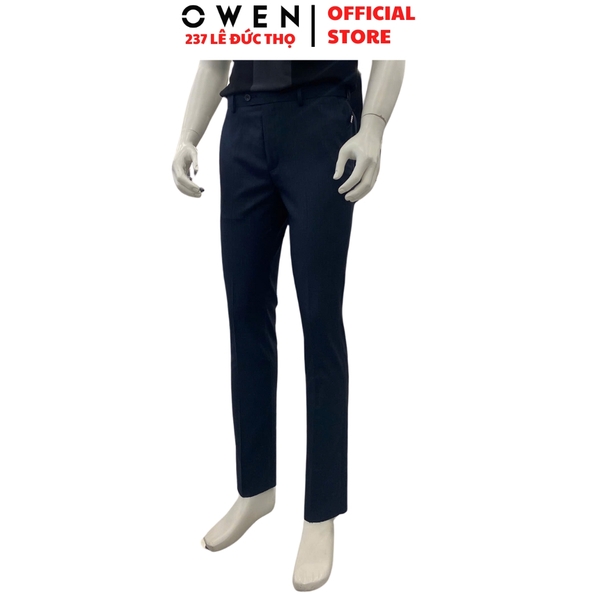 Quần Tây Nam Owen QRT252418 màu xanh tím than dáng suông regular fit cạp tăng đơ chất liệu TR spandex