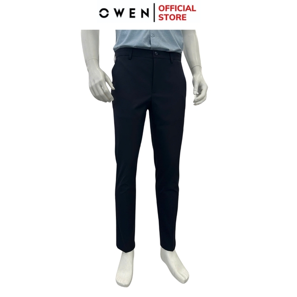 Quần tây Nam Owen QRT252564 màu xanh navy dáng suông regular fit cạp tăng đơ Chất liệu Conjugated polyester