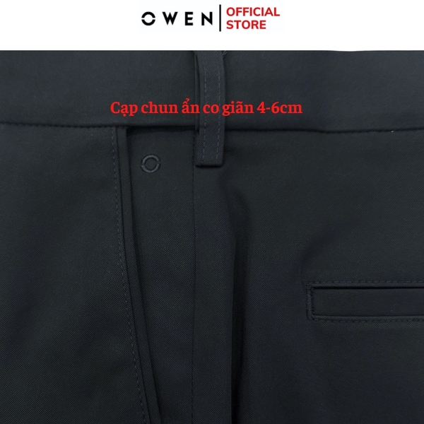 Quần tây Nam Owen QRT252564 màu xanh navy dáng suông regular fit cạp tăng đơ Chất liệu Conjugated polyester