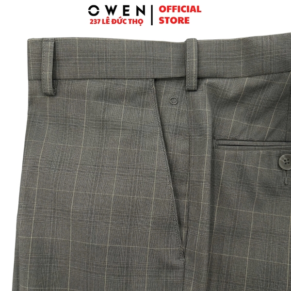 Quần tây Nam Owen QRT257101 xám nhạt dáng suông regular fit cạp tăng đơ chất liệu polyester spandex