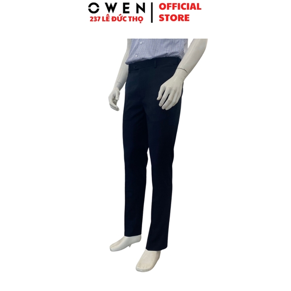 Quần Tây Nam Owen QRT262076 Xanh Tím Than Kẻ Regular Fit Cạp Tăng Đơ
