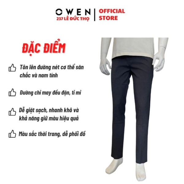 Quần Tây Nam Owen QRT263053 Xám Đậm Regular Fit Cạp Tăng Đơ