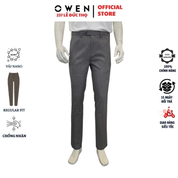 Quần Tây Nam Owen QRT263055 Xám Nhạt Regular Fit Cạp Tăng Đơ