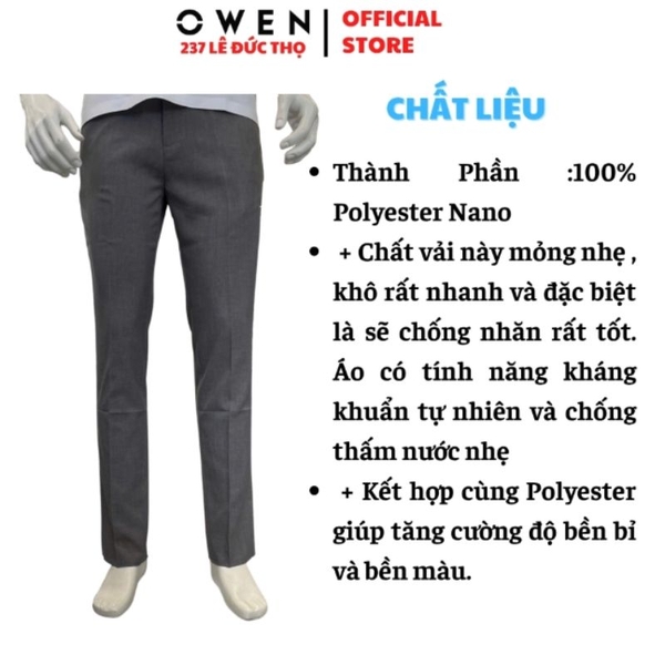 Quần Tây Nam Owen QRT263055 Xám Nhạt Regular Fit Cạp Tăng Đơ