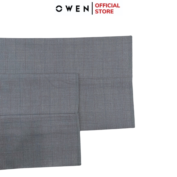 Quần Tây Nam Owen QS242808 màu xám kẻ caro chìm dáng ôm slim fit chất liệu TR Spandex