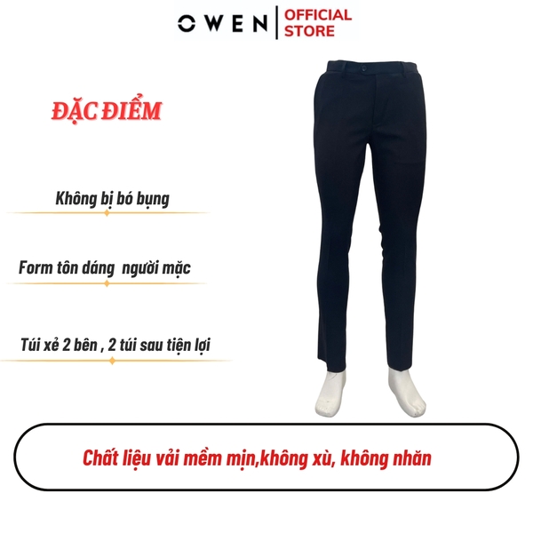 Quần Tây Nam Owen QS242829 màu xanh tím than dáng ôm slim fit chất liệu Lanatex polyester