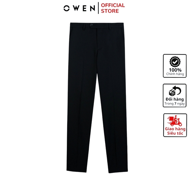 Quần tây Nam Owen QS257078 màu đen dáng ôm slim fit chất liệu Nano