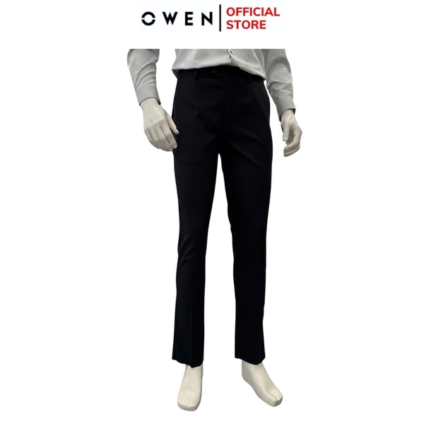 Quần tây Nam Owen QS257078 màu đen dáng ôm slim fit chất liệu Nano