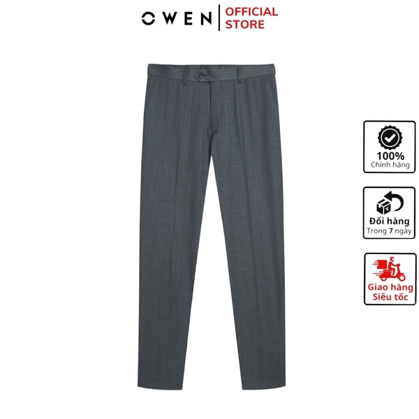 Quần tây Nam Owen QS257093 màu xám dáng ôm slim fit Chất liệu Polyester Rayon