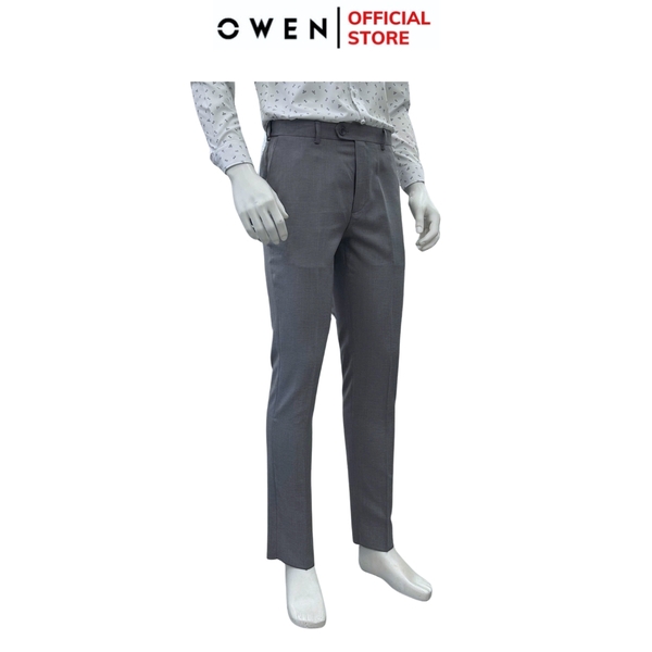 Quần tây Nam Owen QS257093 màu xám dáng ôm slim fit Chất liệu Polyester Rayon