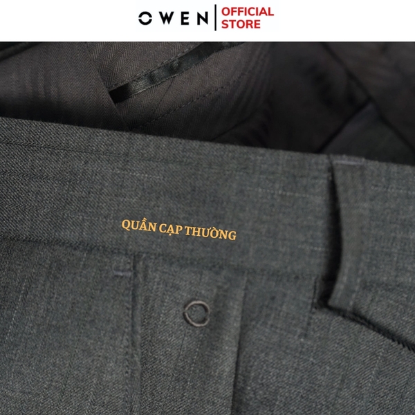 Quần tây Nam Owen QS257093 màu xám dáng ôm slim fit Chất liệu Polyester Rayon