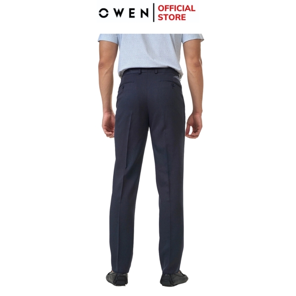 Quần Tây Nam Owen QST242417 Màu đen sần dáng ôm slim fit cạp tăng đơ chất liệu nano