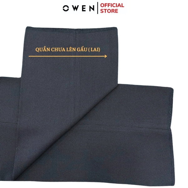 Quần Tây Nam Owen QST242417 Màu đen sần dáng ôm slim fit cạp tăng đơ chất liệu nano