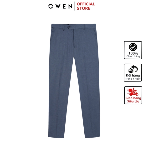 Quần Tây Nam Owen QST242470R màu xám nhạt trơn dáng ôm slim fit cạp tăng đơ chất liệu TR Spandex